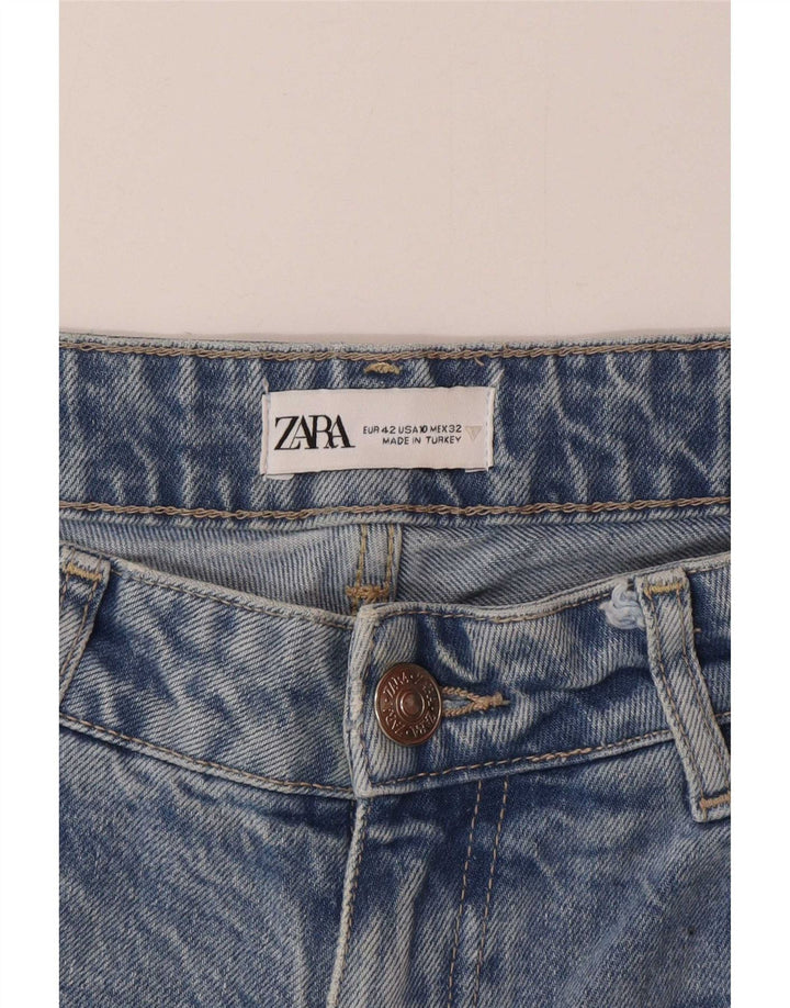 Zara Jeans feminino angustiado cônico UE 42 grande W32 L30 azul