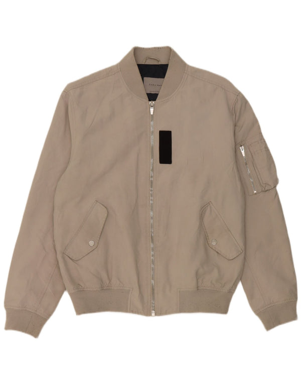 Jaqueta bomber masculina Zara UK 42 XL poliéster cinza