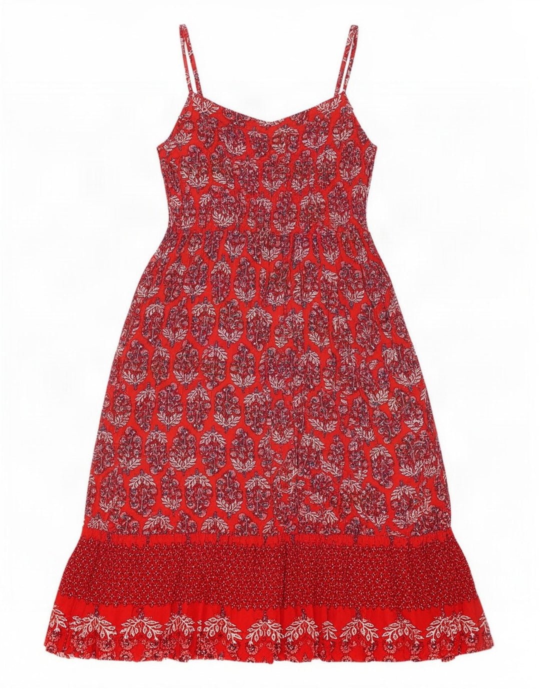 Vestido de verão feminino Marks & Spencer UK 14 viscose floral vermelho médio