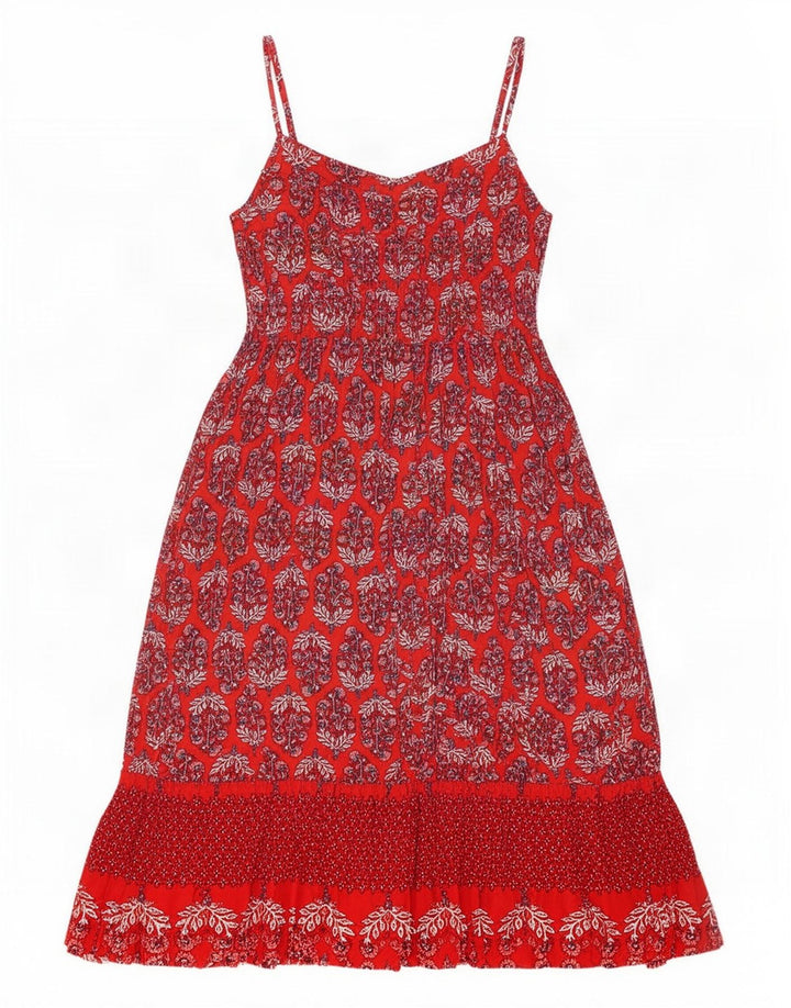 Vestido de verão feminino Marks & Spencer UK 14 viscose floral vermelho médio
