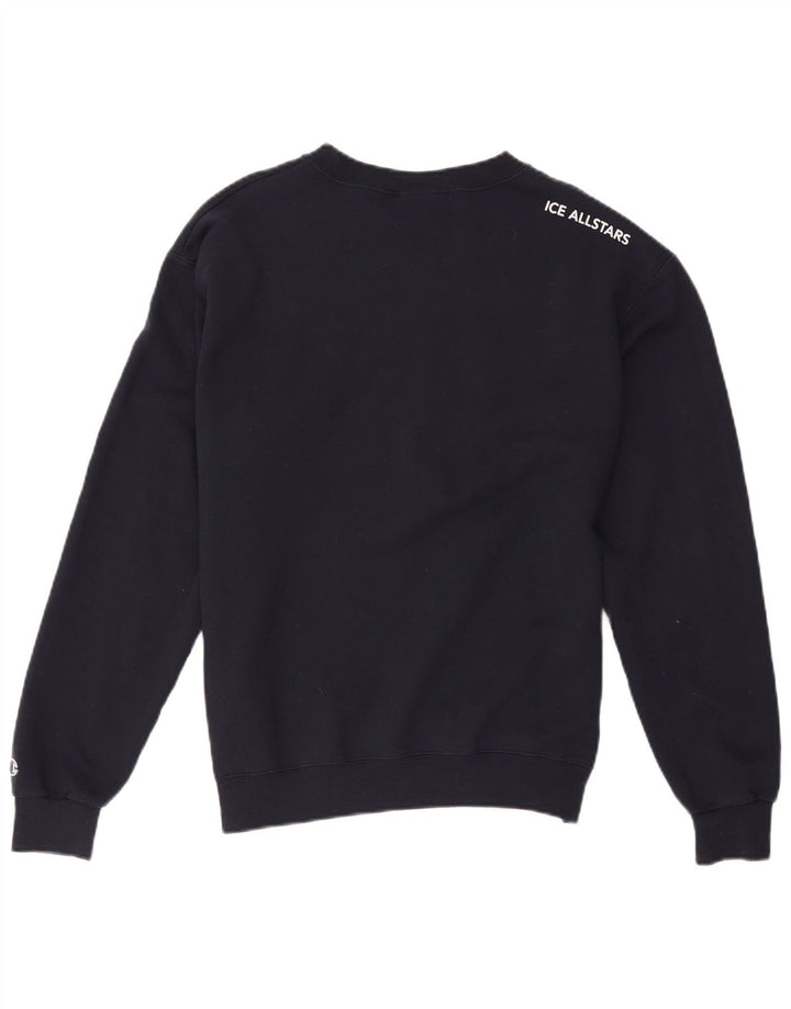 Champion masculino gráfico moletom jumper médio azul marinho algodão