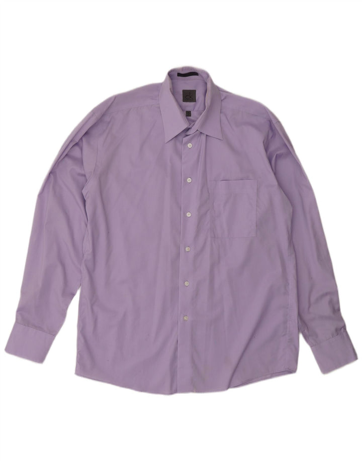 Camisa masculina Calvin Klein tamanho 16 grande algodão roxo