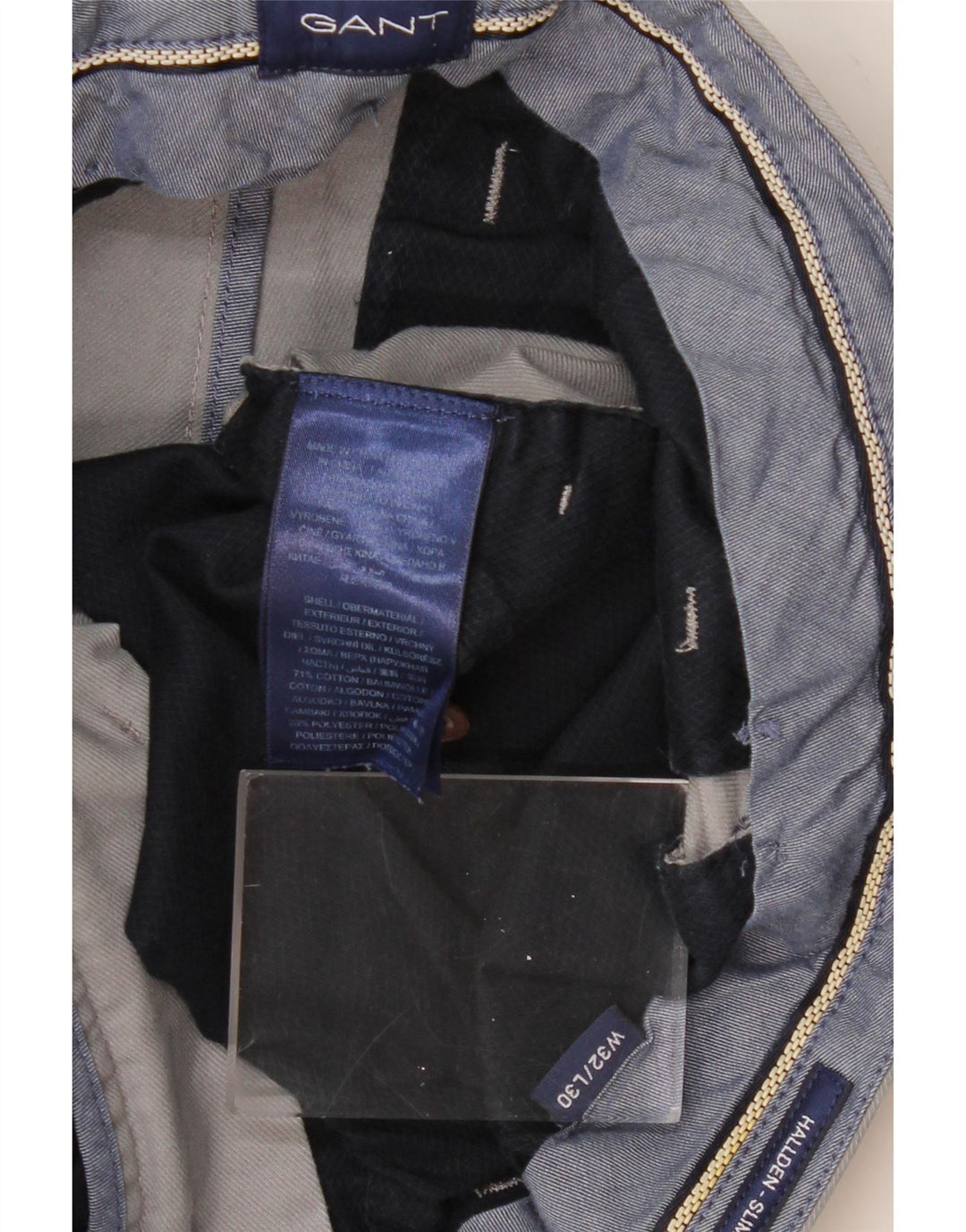 Calça masculina GANT Hallden Slim Chino W32 L30 algodão cinza