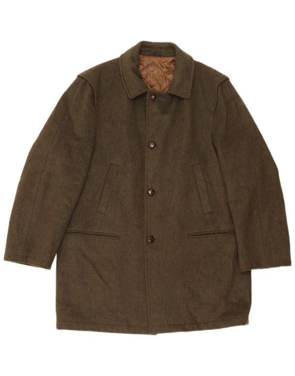 Sobretudo masculino vintage UK 42 XL lã cáqui