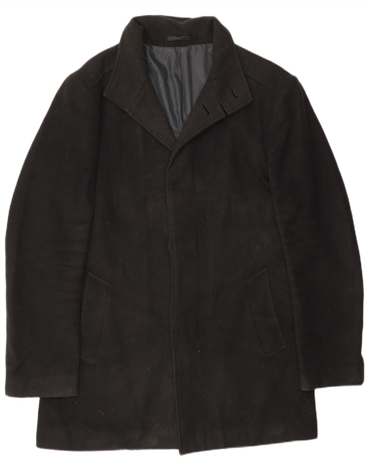 Sobretudo masculino padrão Marks & Spencer Reino Unido 36 pequeno poliéster preto