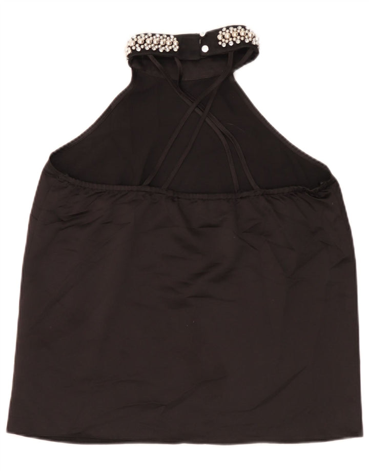 Top Lipsy Feminino Crop Halter UK 12 Médio Poliéster Preto