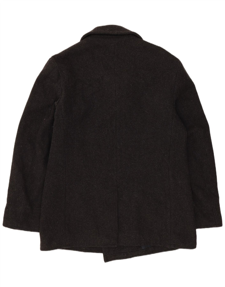 Benetton Masculino Pea Coat IT 48 Lã Cinza Médio