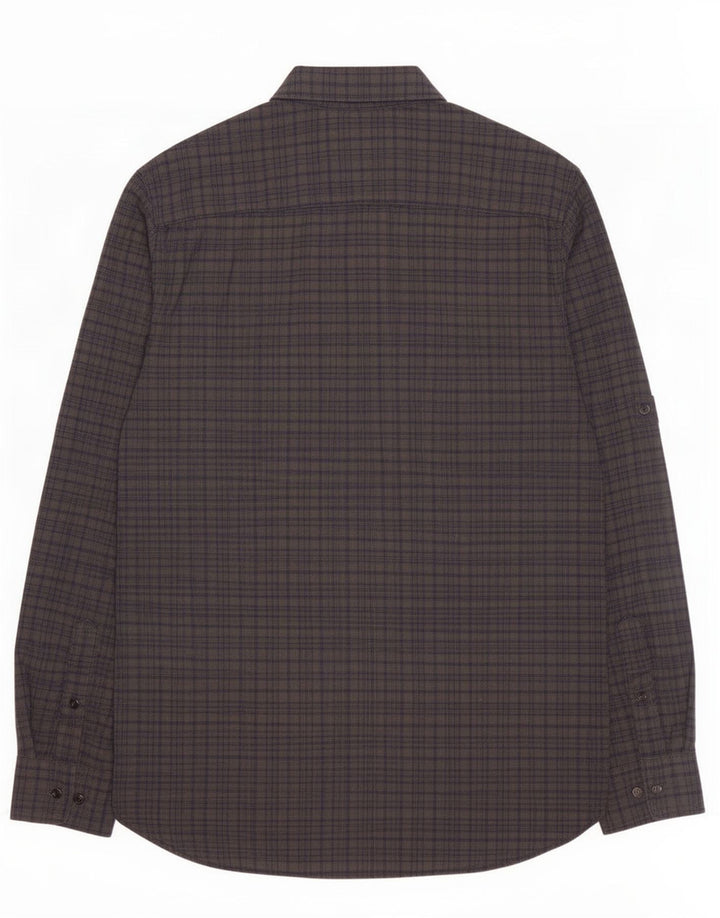 Camisa masculina Tommy Hilfiger Custom Fit grande algodão xadrez cinza