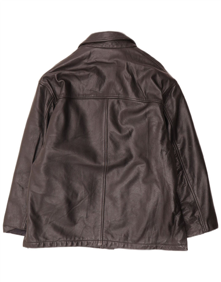 Jaqueta blazer masculina vintage de couro com 3 botões IT 48 couro preto médio