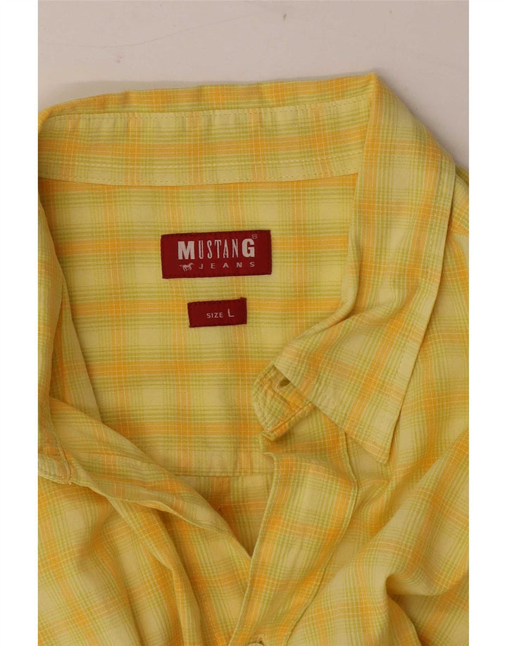 Camisa masculina de manga curta Mustang grande xadrez amarelo