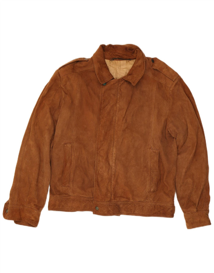 Jaqueta bomber masculina vintage de camurça militar IT 52 XL marrom
