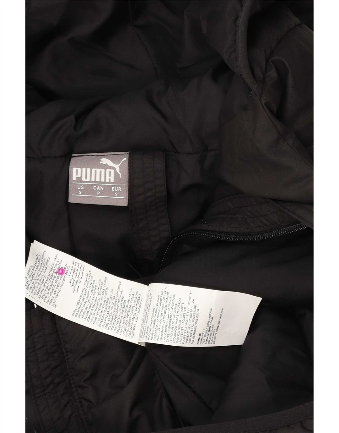 Jaqueta masculina acolchoada com capuz gráfico Puma UK 36 poliéster preto pequeno