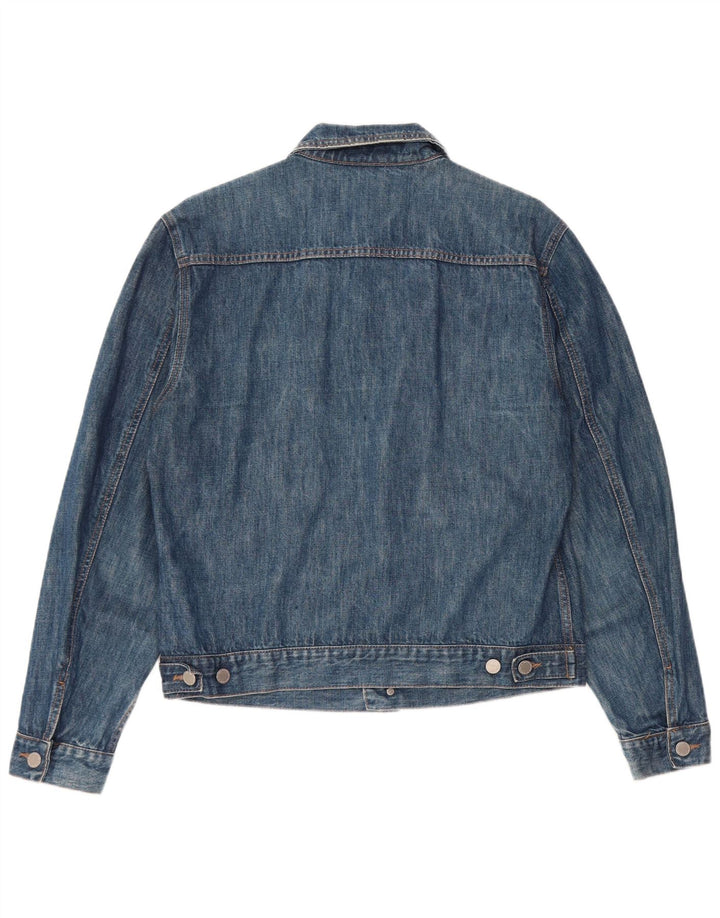 Jaqueta jeans feminina Benetton UK 14 algodão azul médio