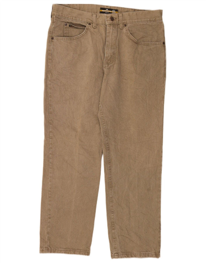 Calça jeans reta masculina Lee Regular Fit W36 L29 algodão cáqui