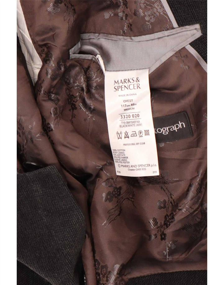 Jaqueta blazer masculina Marks & Spencer Autograph 2 botões Reino Unido 46 XL algodão cinza