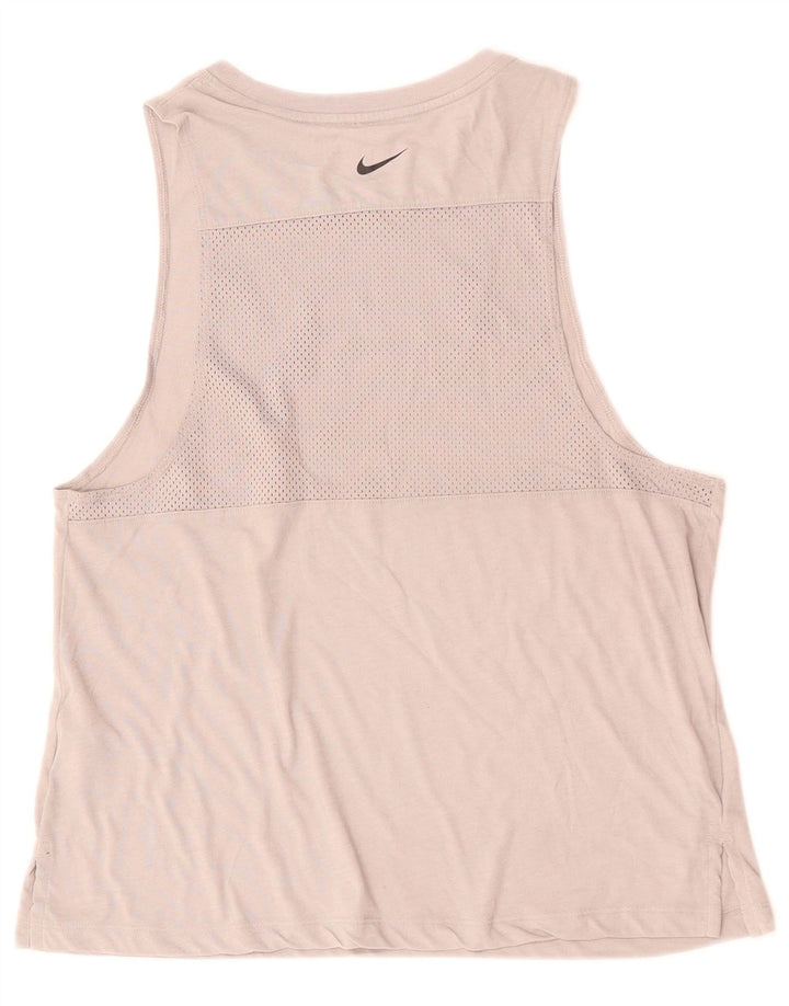 NIKE Womens Dri Fit Graphic Vest Top UK 14 Médio Cinza Algodão