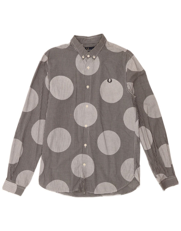 Camisa masculina Fred Perry de algodão com bolinhas pretas médias