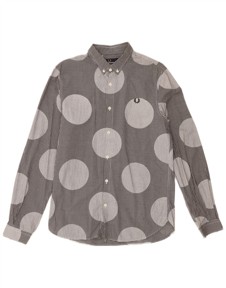 Camisa masculina Fred Perry de algodão com bolinhas pretas médias