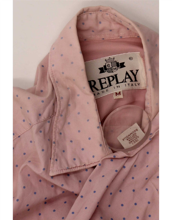 Camisa masculina Replay algodão manchado rosa médio