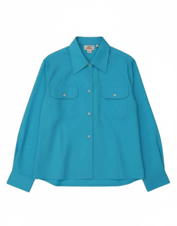 Camisa feminina vintage IT 46 grande azul