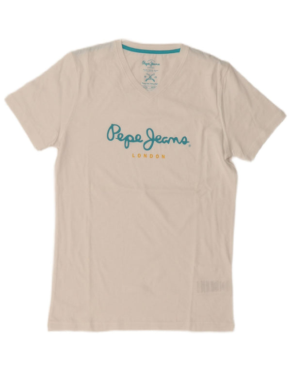 PEPE Jeans Camiseta masculina gráfica Top médio algodão branco
