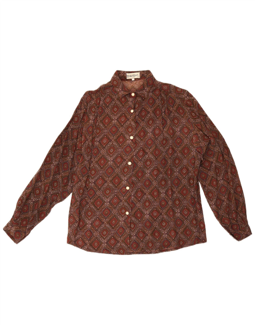 Camisa feminina Swish Reino Unido 18 XL Borgonha Ikat