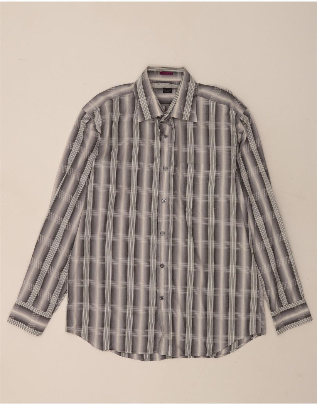 Camisa masculina Paul Smith tamanho 42 16 1/2 grande algodão xadrez cinza