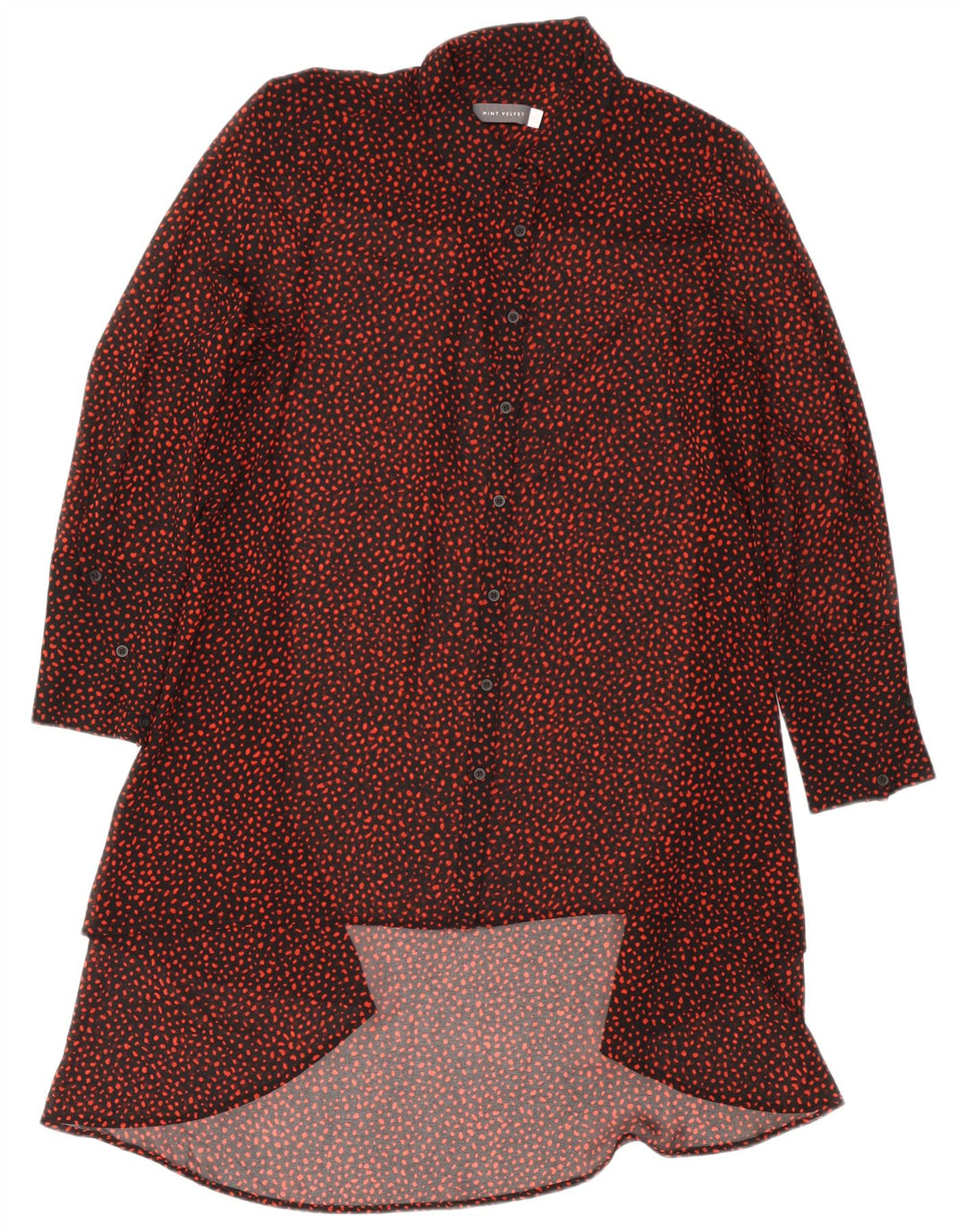Vestido camisa feminino de manga comprida MINT VELVET Reino Unido 12 médio preto manchado