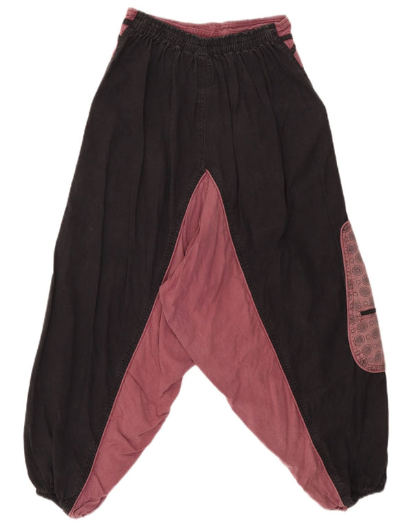 Guru feminino joggers harem calças médio W28 L23 preto colorblock algodão