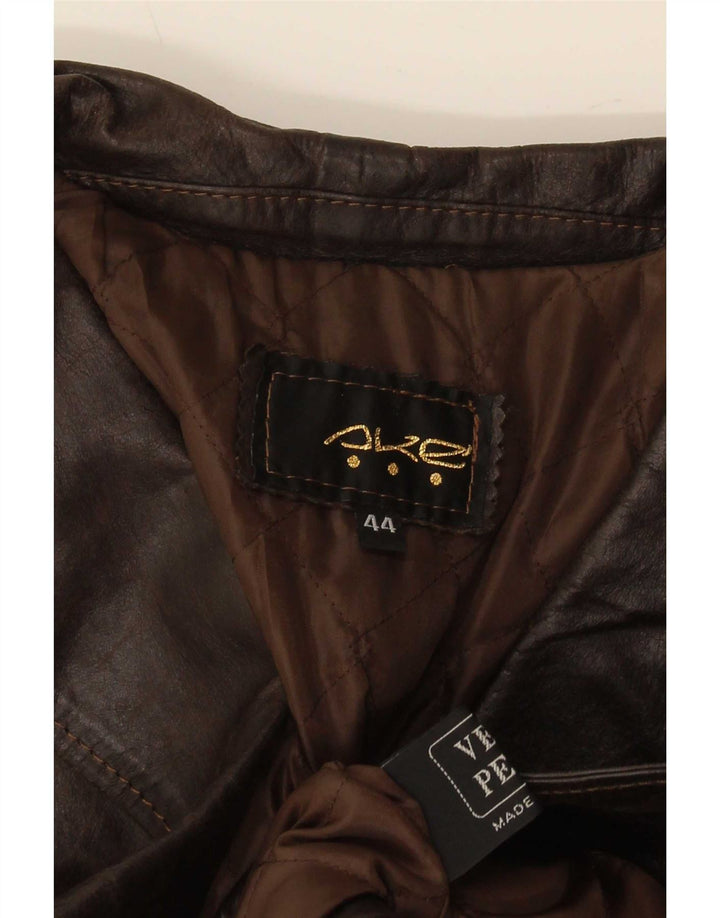 Jaqueta blazer feminina vintage de couro com 1 botão IT 44 marrom médio