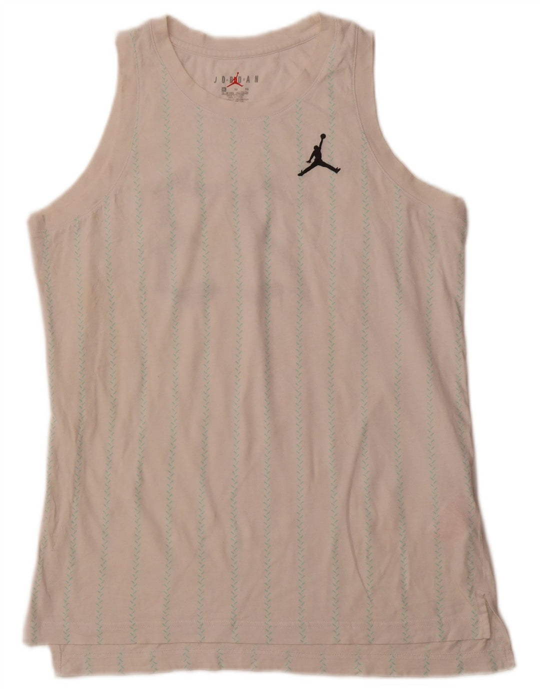 JORDAN Boys Graphic Vest Top 13-14 Anos XL Off White Algodão Listrado