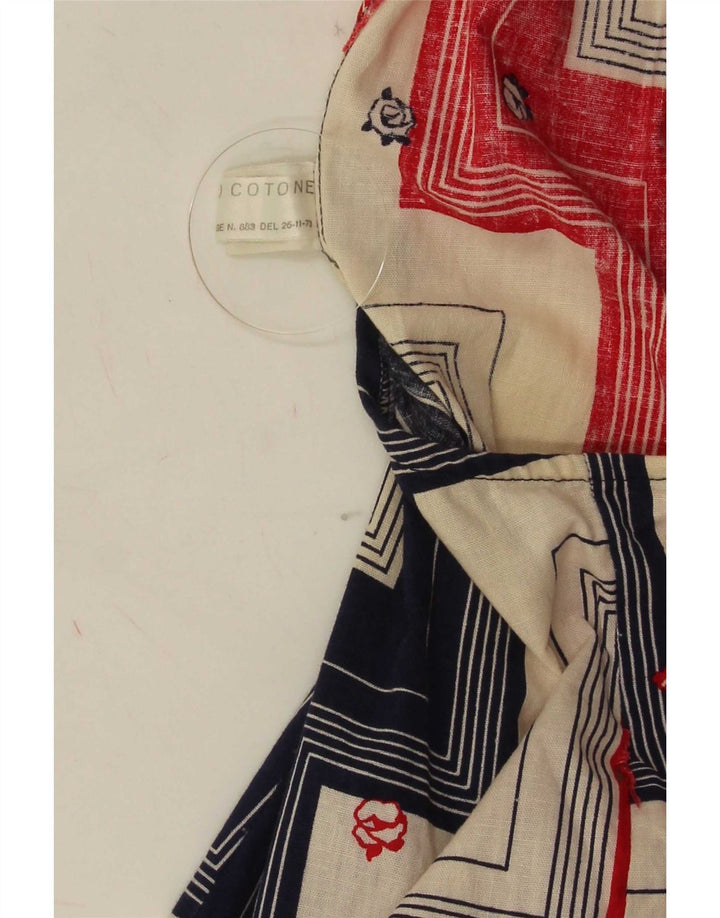 Vestido frente única feminino vintage IT 46 grande algodão geométrico multicolorido