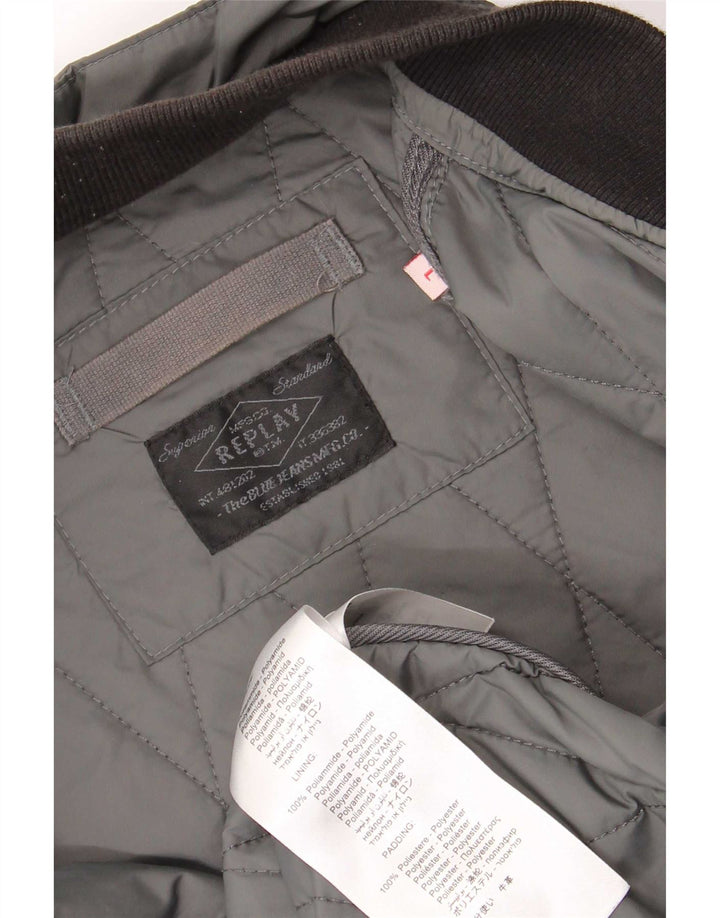 Jaqueta masculina acolchoada Replay UK 40 grande cinza Colourblock poliamida