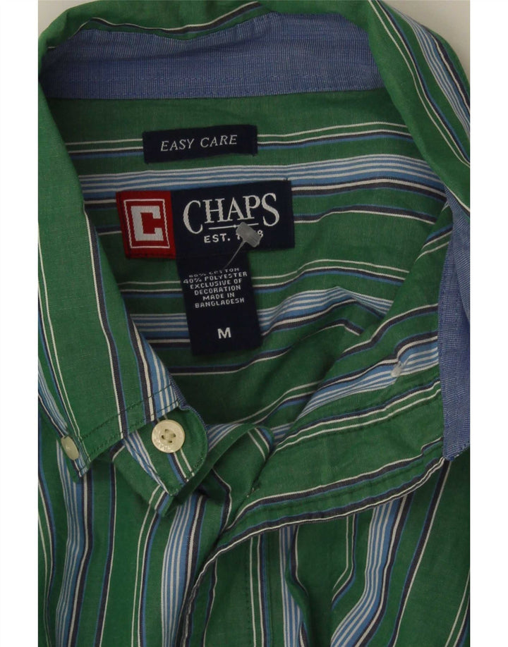 Camisa masculina Chaps Easy Care de algodão listrado verde médio