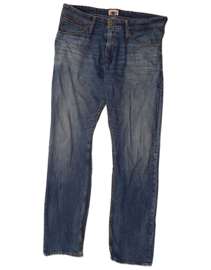 Jeans retos masculinos Tommy Hilfiger W36 L34 algodão azul