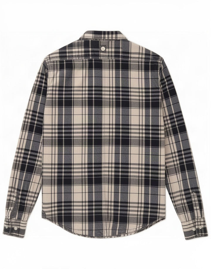 Zara Camisa masculina xadrez azul médio