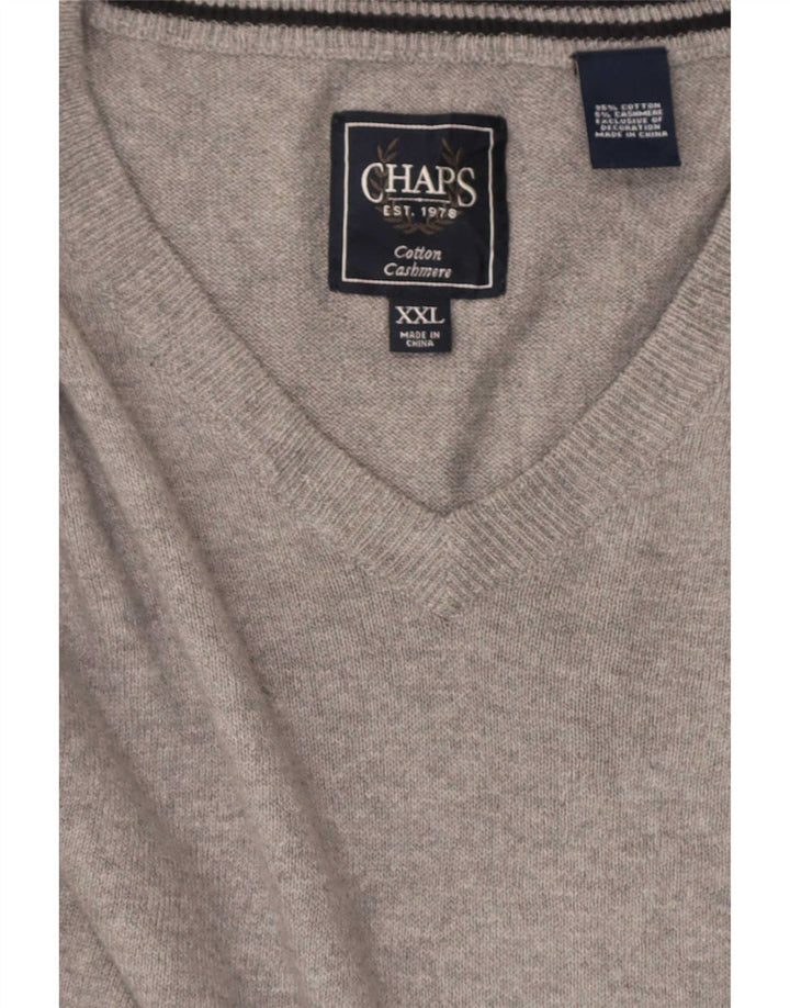 Suéter masculino Chaps com decote em V 2XL algodão cinza