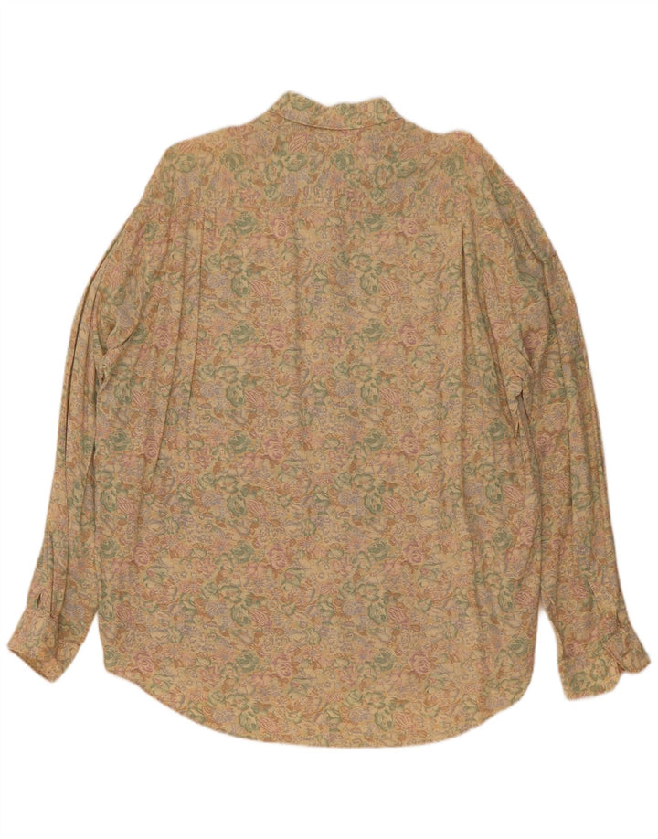 Camisa masculina vintage XL bege floral viscose