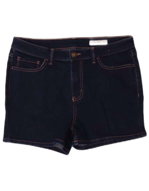 Shorts jeans feminino MARKS & SPENCER Reino Unido 12 médio W30 algodão azul marinho