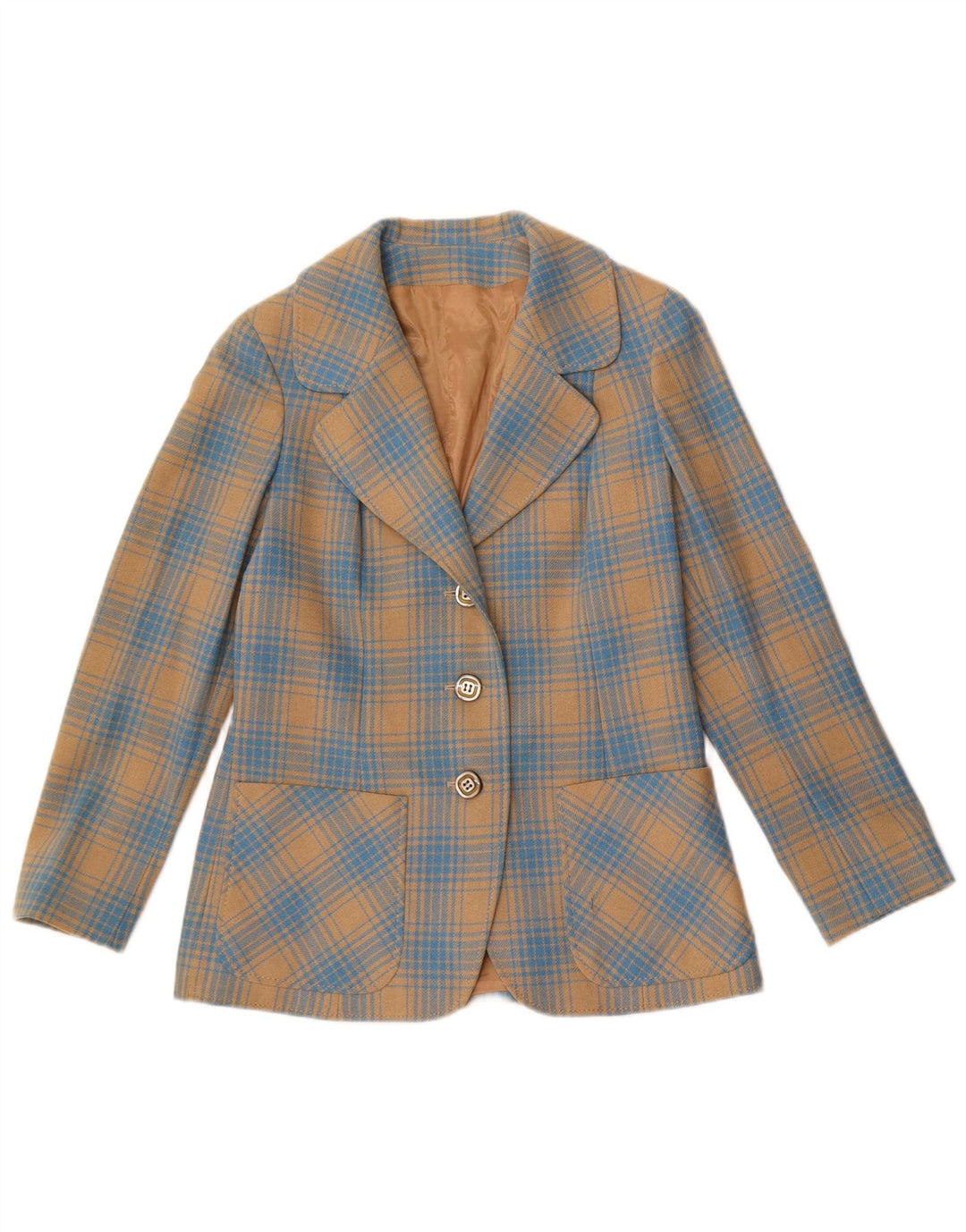 Jaqueta blazer feminina Stylbert com 3 botões Reino Unido 10 xadrez azul pequeno