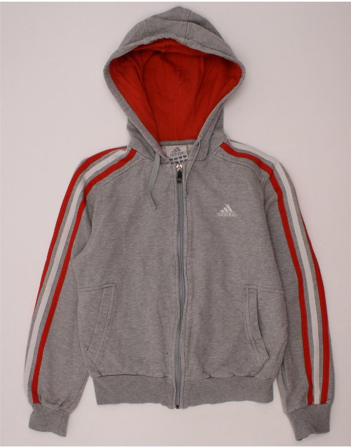 ADIDAS Boys Zip Hoodie Sweater 11-12 Years Grey Cotton Vintage Adidas and Second-Hand Adidas from Messina Hembry 