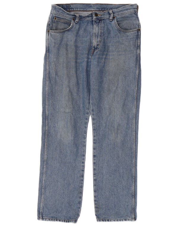Wrangler masculino regular fit jeans reto W34 L32 algodão azul