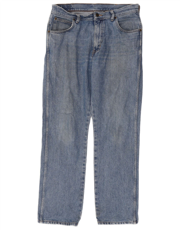 Wrangler masculino regular fit jeans reto W34 L32 algodão azul