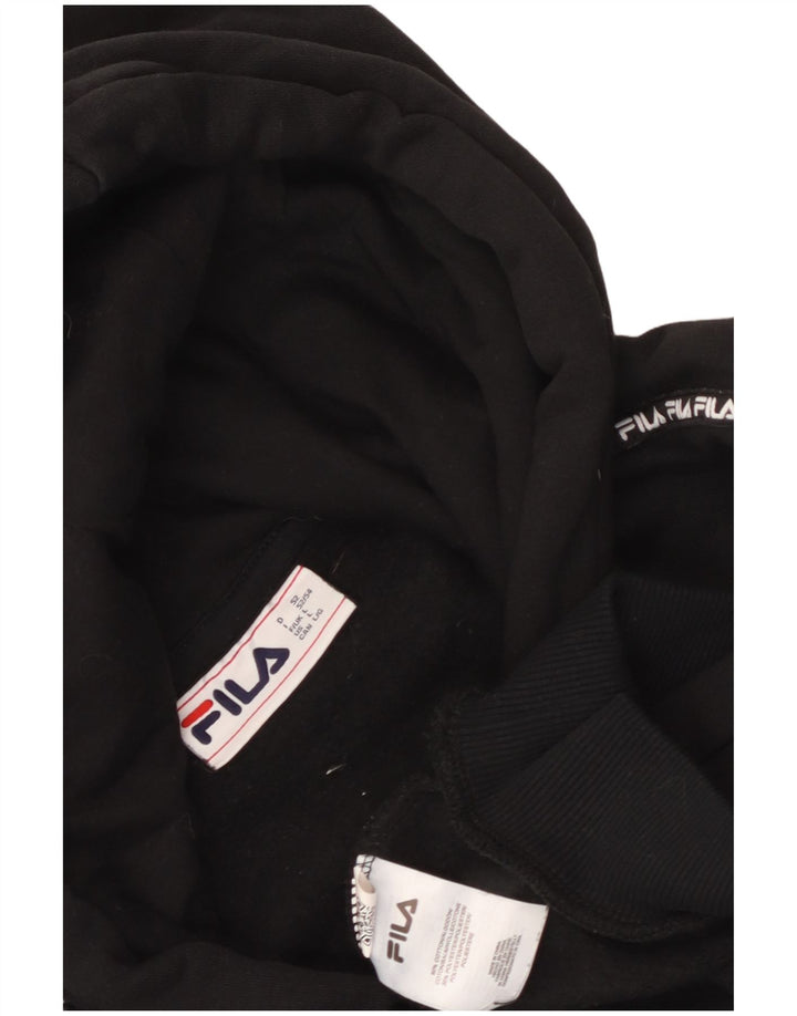 Fila Mens Graphic Hoodie Jumper Grande Algodão Preto