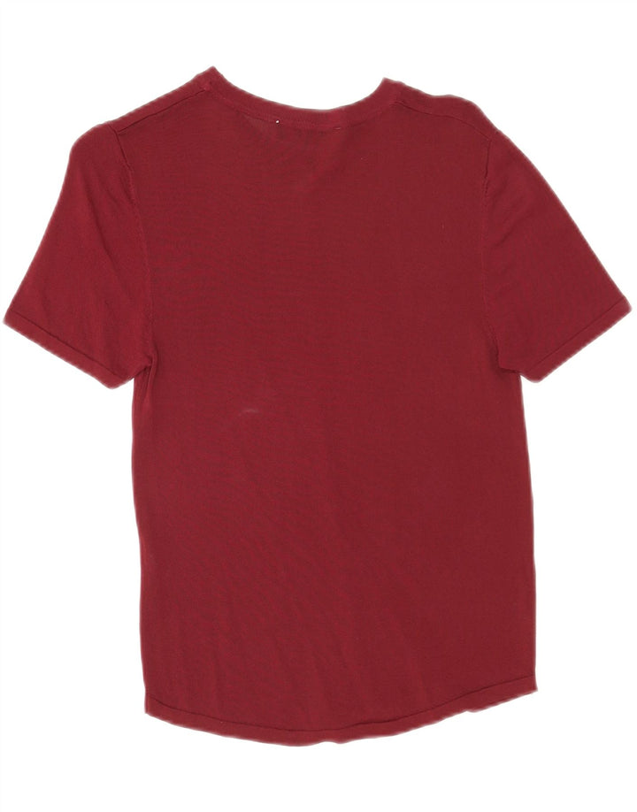 Zara Camiseta Feminina Top UK 12 Médio Borgonha Viscose