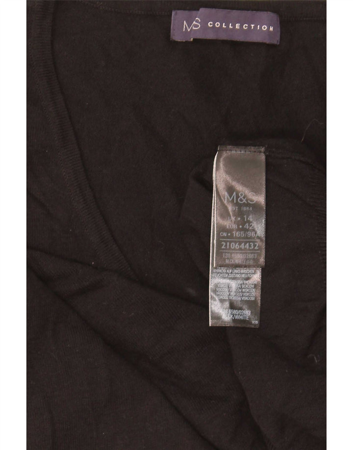 Suéter feminino Marks & Spencer com decote em V Reino Unido 14 viscose preta média