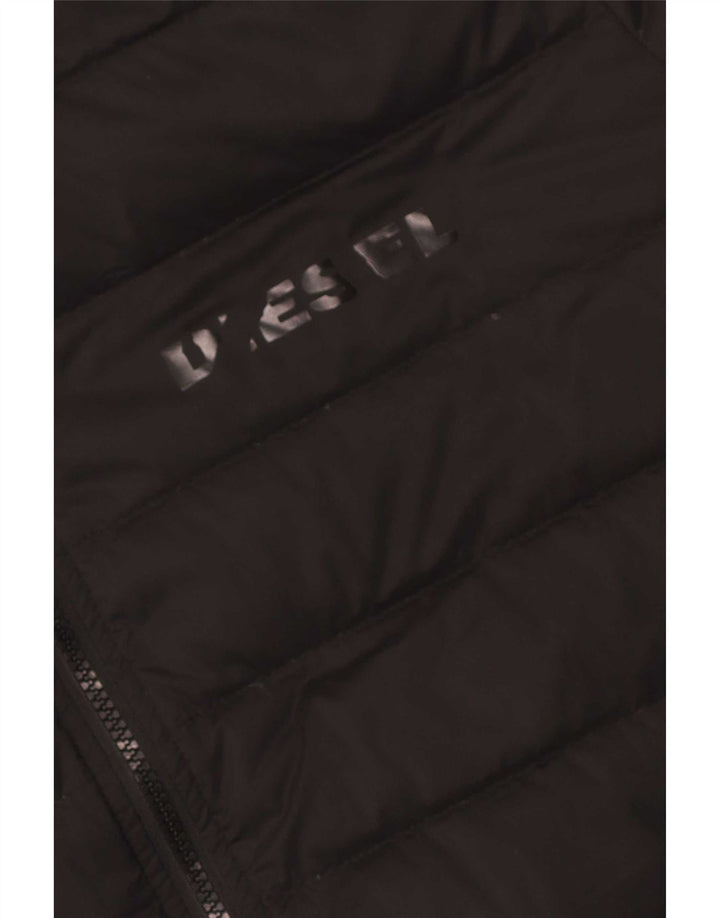 Jaqueta acolchoada com capuz masculina Diesel UK 42 XL poliéster preto