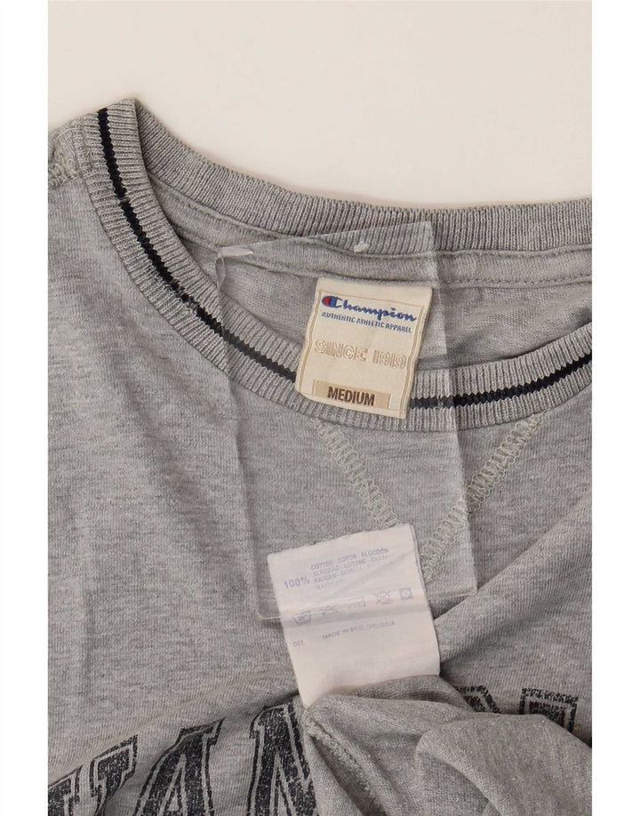 Camiseta Champion masculina gráfica Top algodão cinza médio