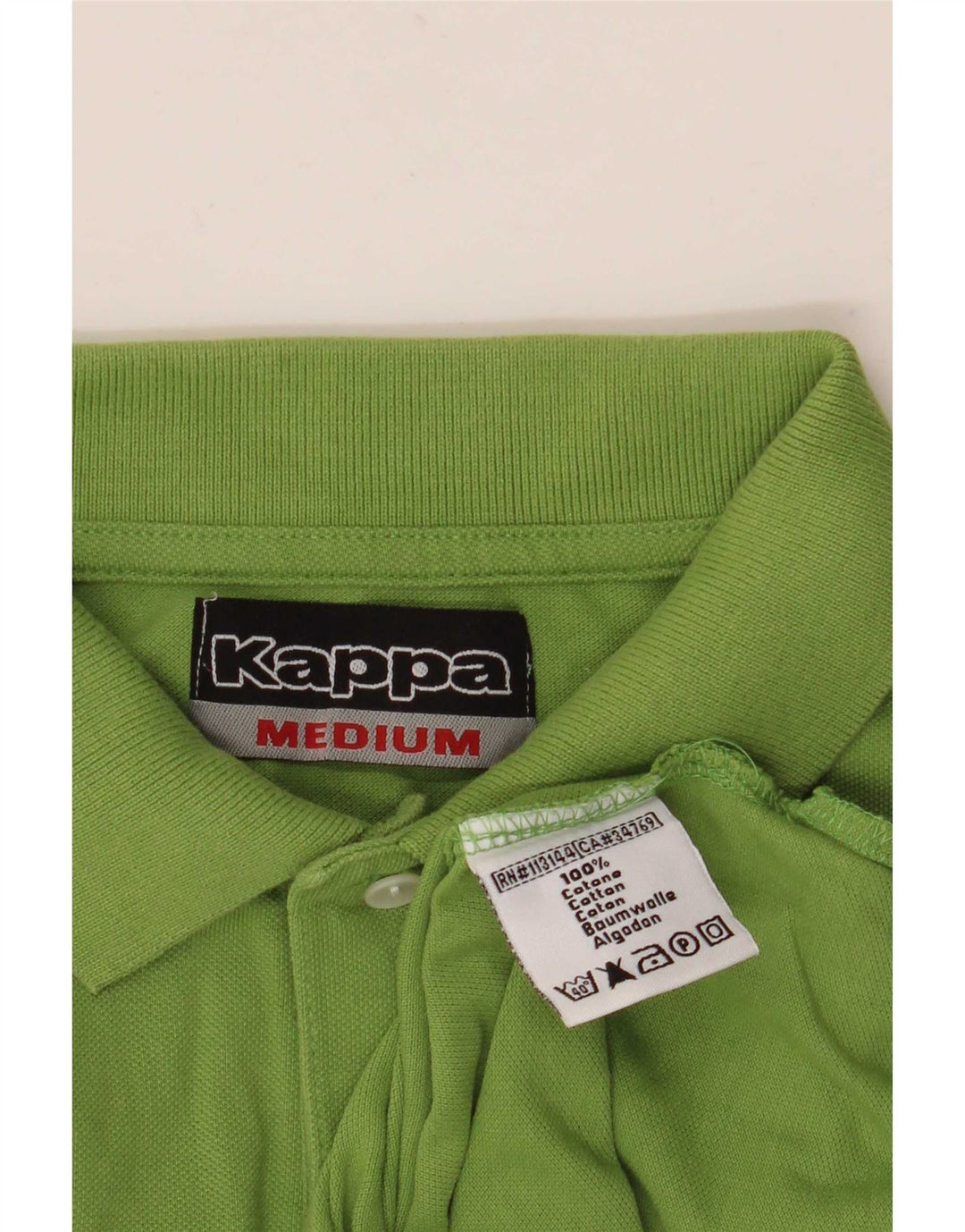 Camisa polo masculina de manga comprida Kappa algodão verde médio