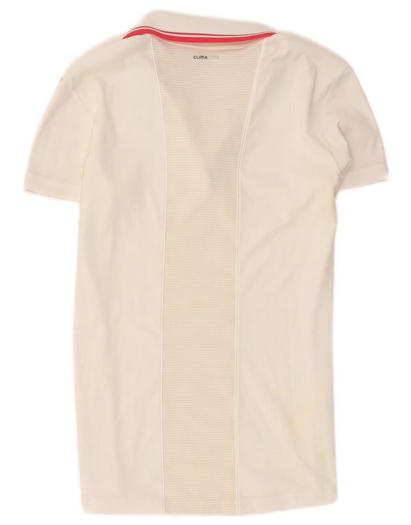 Adidas Womens Climacool Polo Shirt UK 14 Médio Branco Poliéster